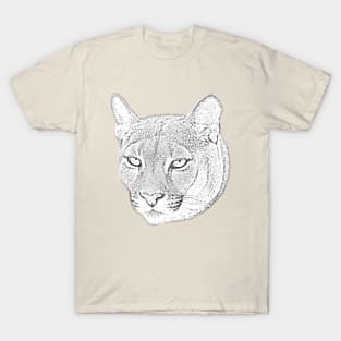 Mountain lion face converted to a drawing T-Shirt